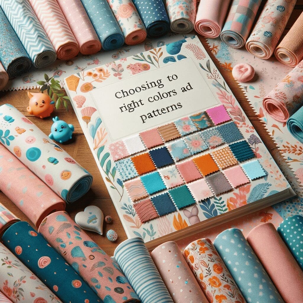 Choosing the Right Colors and Patterns a variety of fabric swatches in thematic colors and patterns appropriate for different occasions like birthday