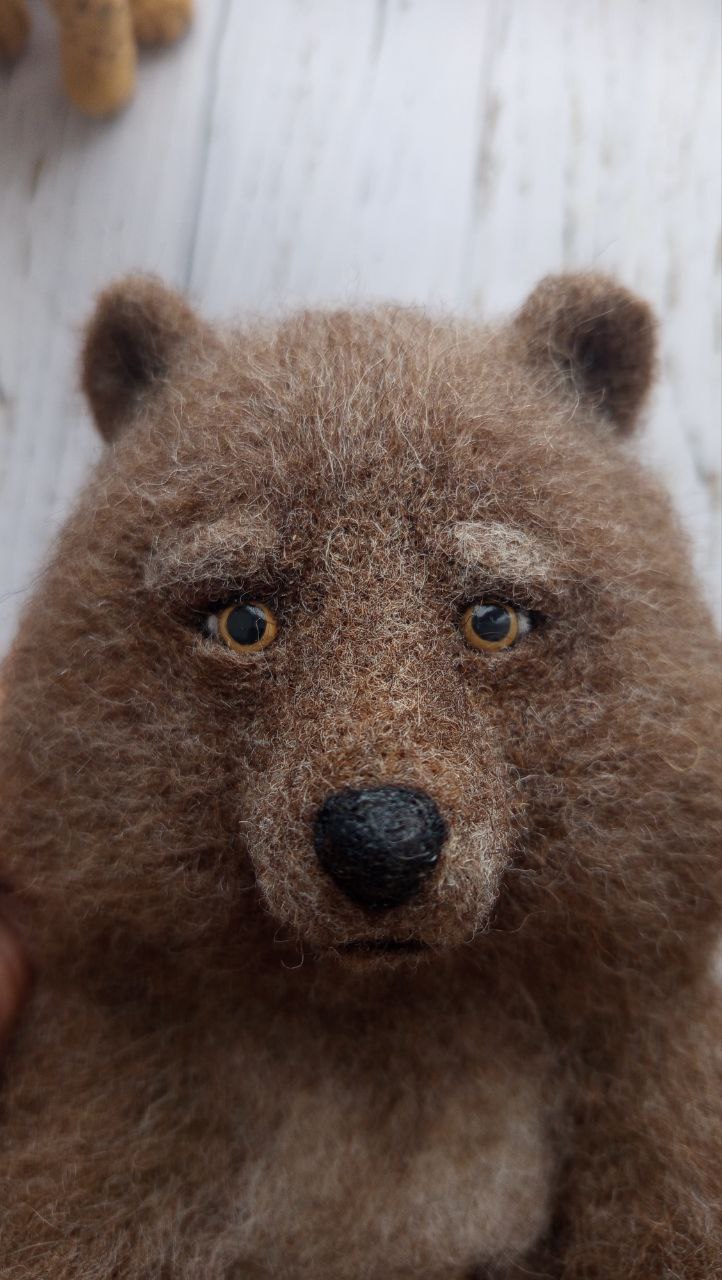 Hedgehog and Bear unique-felted-animal-toy